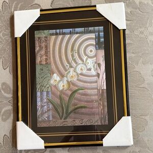 Foil Mylar Elegant Floral Wall Art with White Orchids 10” H X 8”W